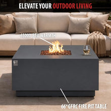 AMS 48" Square Concrete GFRC Propane Gas Fire Pit Table (Dark Gray)