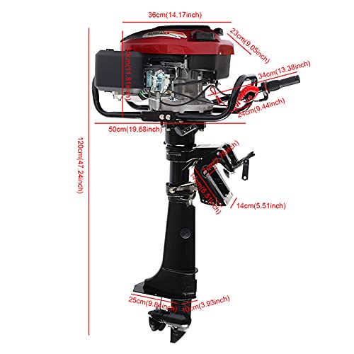 Gdrasuya10 7HP 4 Stroke Air-Cooled Outboard Motor Black
