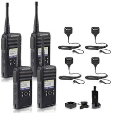 Motorola Solutions DTR700 Digital 2-Way Radio with 4 HKLN4606 Remote Speaker Mics Black