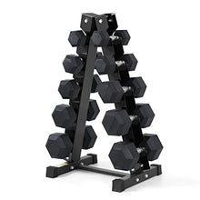 RitFit Rubber Hex Dumbbells Set with Rack 180LBS