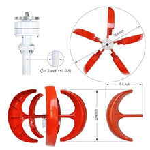 12000W No Noise Vertical Wind Turbine Generator, 12V 24V 48V 110V 220V Portable Vertical Wind Power Turbine Generator Kit with Controller for Homeuse Residential,Red24V