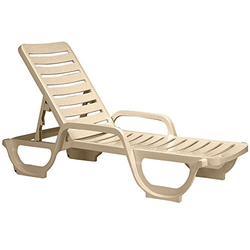 Case of 18 Grosfillex Bahia Stacking Adjustable Resin Chaise - Sandstone