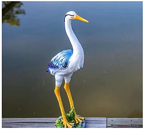 LSHAOBO Egret Sculpture, Outdoor Courtyard Garden Decoration, Animal Crafts, 26X27x68cm, Fiberglass Material(Color:A)