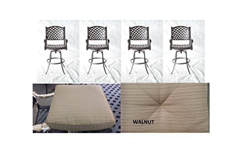 Patio Land Nassau Outdoor Patio Swivel Barstools 26" High Cast Aluminum Dark Bronze