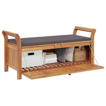 LKJephalotrope 2-Seater Acacia Wood Garden Storage Bench with Cushion