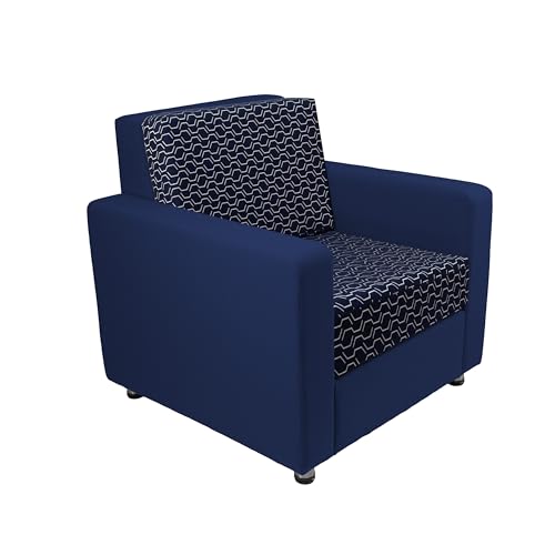FDP Outdoor Modular Club Chair Featuring Sunbrella Fabric - Weather-Resistant, Fade-Resistant, Assembled Patio Furniture with Cover Included for Backyard, Poolside Seating - Indigo/Canvas Navy
