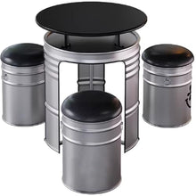 JOSOGO Coffee Restaurant Table and Chair Set, Creative Industrial Style Outdoor Oil Drum Multi-Functional Outdoor Lounge Table and Chair Set(F)
