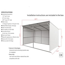 DuraYu 20x12 ft Livestock Metal Shed, Heavy Duty Steel Animal Shelter with Skid Base, Outdoor Farm Storage for Cattle Horses Hay, Cream