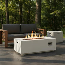 Christopher Knight Home Rado Outdoor Propane Fire Pit Table with Lava Rock, No Assembly Light Concrete Tank Table for Patio, 40000 BTU, Rectangular Tabletop Fire Pit Outdoor, Patio Fire Table, White