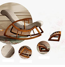 Yyuoqafn Solid Wood Casual Lazy Rocking Chair New Chinese Style Office Armchair Nap Lounge Chair with Pedal Suitable for Living Room Balcony Bedroom Garden and More