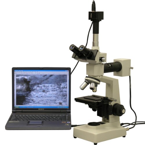 AmScope 40X-400X EPI Metallurgical Microscope with 1.3MP Digital Camera Yellow