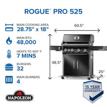 Napoleon Rogue PRO 525 4-Burner Natural Gas Grill with Infrared Side Burner