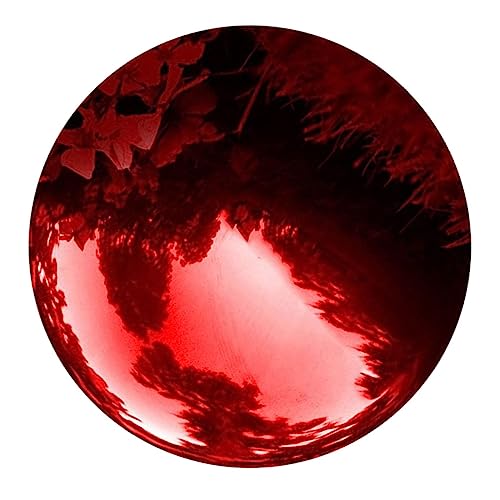 ZJHAHJY Garden Gazing Ball,Ornament Hollow Ball Mirror Finish Garden Ball,Gazing Balls, Garden Reflective Ball Stainless Steel Metal Grape Ball(Red,300mm)