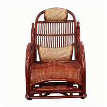 Natural Handmade Rattan Balcony Rocking Chair, Extendable Footrest, Suitable for Living Room Balcony and Garden(Claret,125 * 100 * 63cm)