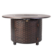 Fire Sense 62373 Florence Woven Aluminum Convertible Gas Fire Pit Table 55,000 BTU Multi-Functional Outdoor with Fire Bowl Lid, Nylon Weather Cover & Clear Fire Glass - Bronze Finish - Round - 44"