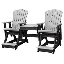 American Furniture Classics OS Home and Office Model 516LGB-K Double Balcony Height Glider with Center Table in Light Gray and Black