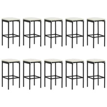 WXGTBKPR 11 Piece Outdoor Patio Bar Set with Cushions, Poly Rattan Garden Pub Furniture with Tempered Glass Tabletop, Black