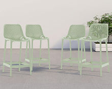 Meridian Furniture 330Mint Mykonos Collection Modern | Contemporary Outdoor Patio Stool with Mint Polypropylene Plastic, Weather Resisting, 17.5" W x 21" D x 38" H, Mint, Set of 4