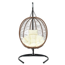 Merax Folding Hanging Egg Chair with Stand, Indoor Outdoor Wicker Hammock Swing Chair with Adjustable Anti-Slip Feet for Balcony, Bedroom, Garden