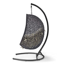 Swing Lounge Chair, Black Beige, Modern, Outdoor Patio Balcony Cafe Bistro Garden Hotel