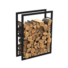 DJVHSRI Heavy Duty Metal Firewood Rack with Side Rails, Indoor & Outdoor Log Storage Stand, Easy Assembly,