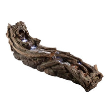 Alpine Corporation 80" Long Indoor/Outdoor Wood River Log Water Fountain with LED Lights, Cascading Natural Water Feature for Gardens, Patios, Yards, and Outdoor Decor, Brown and Gray