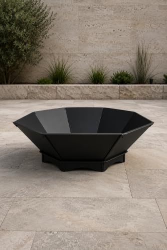 Octahedral Fire Pit 47.2 x 47.2 x 13.4 inches, 0.12 in Steel Sheet Garden Patio Fireplace, Outdoor Living Decor, Fully Assembled, Modern Geometric Design, Black Matte Finish