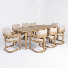 Merax Outdoor 9-Piece Solid Acacia Wood Outdoor Dining Set, Natural+Beige