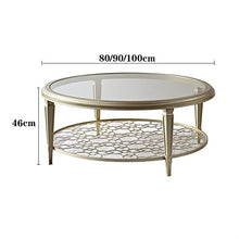 living room table 2-Tier Round Coffee Table, 80/90/100cm Tempered Glass Coffee Table with Metal Carving, Modern Luxury Round Coffee Table for Home Living Room outdoor side table ( Color : 100*100*46cm
