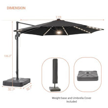 OROTLECT 11' Lighted Cantilever Umbrella with Base