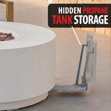AMS Round Concrete GFRC Propane Gas Fire Pit Table (Cream White)