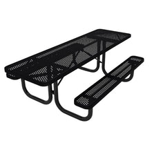 COATEDOUTDOORFURNITURE 8Ft Rect Picnic Table, Punched, Black, 2-Side ADA