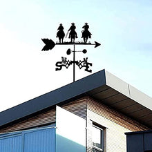 Weather Vane Three Cowboys Riding Wind Vane Wind Direction Indicator Weathervane Stainless Steel for Outdoor Garden Gazebo