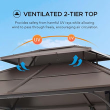 Sunjoy Hardtop Gazebo 10x12 ft Outdoor Heavy Duty Steel Frame Brown