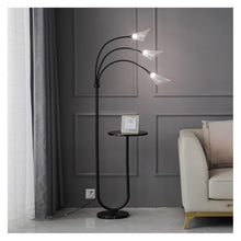 LUYOUBOZHU Floor Lamp Industrial Arc Floor Lamp with Marble Base & Shelf, Modern Farmhouse Reading Light for Living Room(Gold)