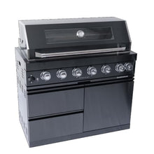 Deluxe Stainless Steel Propane Gas Grill, Outdoor BBQ Grill with Side Burner & Warming Rack, Multi-Burner Cooking Kitchen Islands with Storage Drawers for Backyard Patio Entertaining (Black)