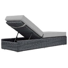 Pemberly Row Patio Chaise Lounge, Canvas Gray and Chocolate Finish, Synthetic Weave with Sunbrella® Cushions, Powder-Coated Aluminum Frame, Water and UV-Resistant, Modern Outdoor Seating for Backyard