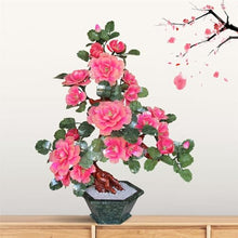 YXIANG56Q Fake Plants Chinese Style Artificial Bonsai Tree Peony Jade Pot Planting Potted Plant for Office Bonsai Tree