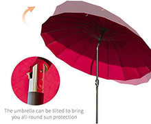 JOMRTS 2.5M Garden Parasol Umbrella with Crank HandleTilt, Outdoor Sun Shade, UV Protective for Outdoor, Garden and Patio, 24 Ribs, UV Protective