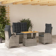 hliofuir 4 Piece Patio Dining Set Reclining Chair Bench Lift Top Table Gray