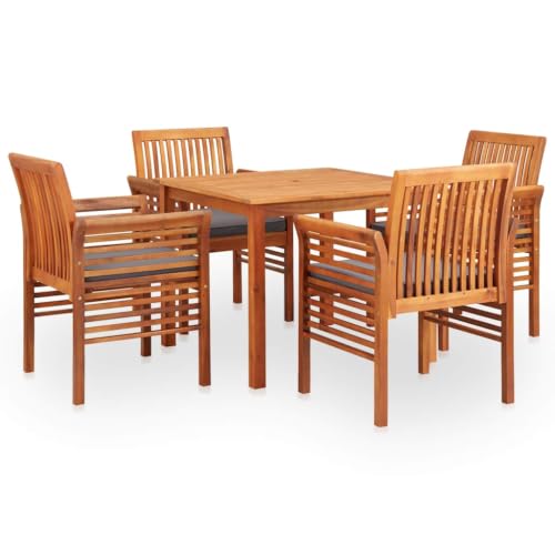 Molumvel 5 Piece Patio Dining Set - Solid Acacia Wood Furniture
