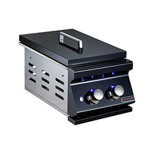 Whistler Outdoor Kitchen Double Burner for NG/LP - Built In Side Burner with Cooking Grip & Drip Pan,2 * 12000BTU Side Burners for BBQ Island,Ramp Control Panel Glossy Black