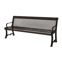 COATEDOUTDOORFURNITURE Bench, Brown, Punched, 4Ft, with Back, Portable