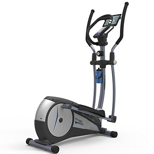 HARISON Exercise Bikes Compact Magnetic Elliptical Machine with Handle LCD Monitor Pulse Rate Grips iPad Holder Sharp E1