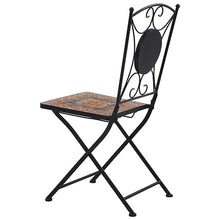 JKSVTF 3 Piece Mosaic Bistro Set Ceramic Tile Orange/Grey, Garden Table and Chairs, Garden Chairs Set, Patio Set, Outdoor Table and Chairs, Garden