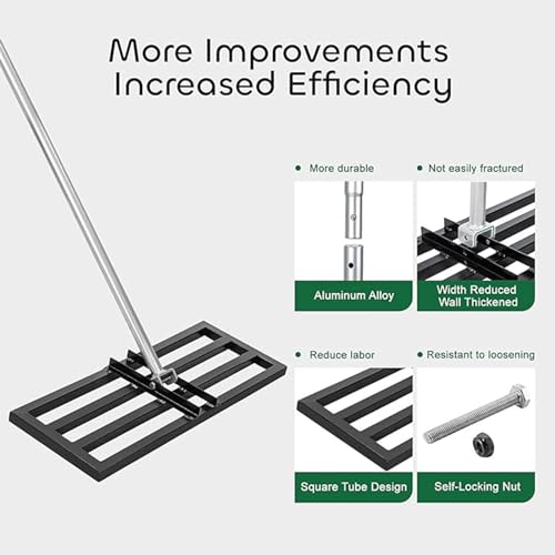 Aikimfuly Lawn Leveling Rake, Stainless Steel Golf Sand Bunker Rake, Multi-Directional Adjustable with Extended Rod Design for Beach, Golf Courses, High Jump