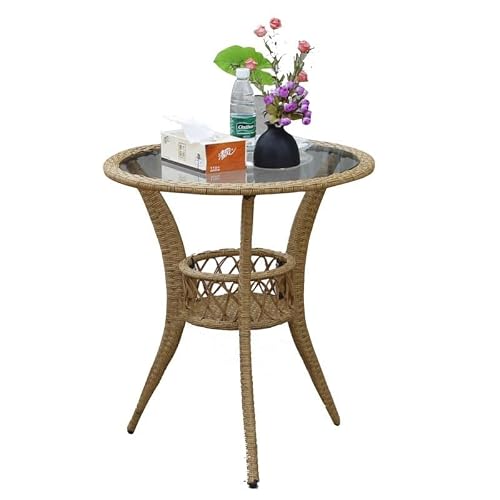 GLigeT Balcony Table and Chair Set Modern Minimalist Rattan Garden Furniture Sets Leisure Chair Coffee Table Outdoor Furniture Creative Bistro Table Set (Color : Table)