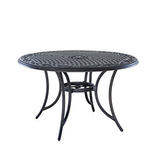 Round Casting Patio Dining Table with Umbrella Hole Brown Modern Contemporary Bronze Finish