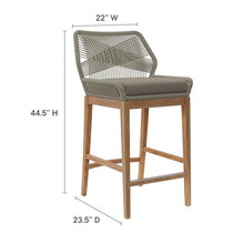 Modway Wellspring 3-Piece Teak Wood Outdoor Bar Set Light Gray Greige