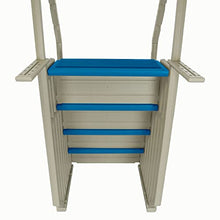 Confer Plastics Step-1X with 8000X Ground to Step Ladder: Above Ground Entry System, Dual Handrails, Slip-Resistant Steps, Supports 300 lbs, Easy Install – Made in USA, Warm Grey with Blue Step-1X